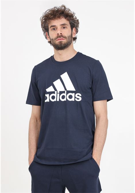 T-shirt da uomo blu notte Essentials single jersey big logo ADIDAS PERFORMANCE | IC9348.